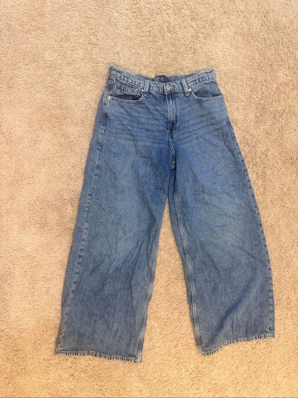 GAP Mid Rise Baggy Wide Leg Jeans Vintage Wash Blue Denim Size 28 / 6 Regular